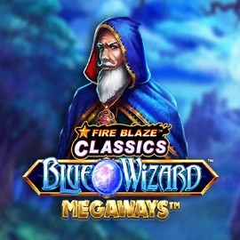 Logo of Fire Blaze Blue Wizard Megaways from Rarestone Gaming at Hispin Casino